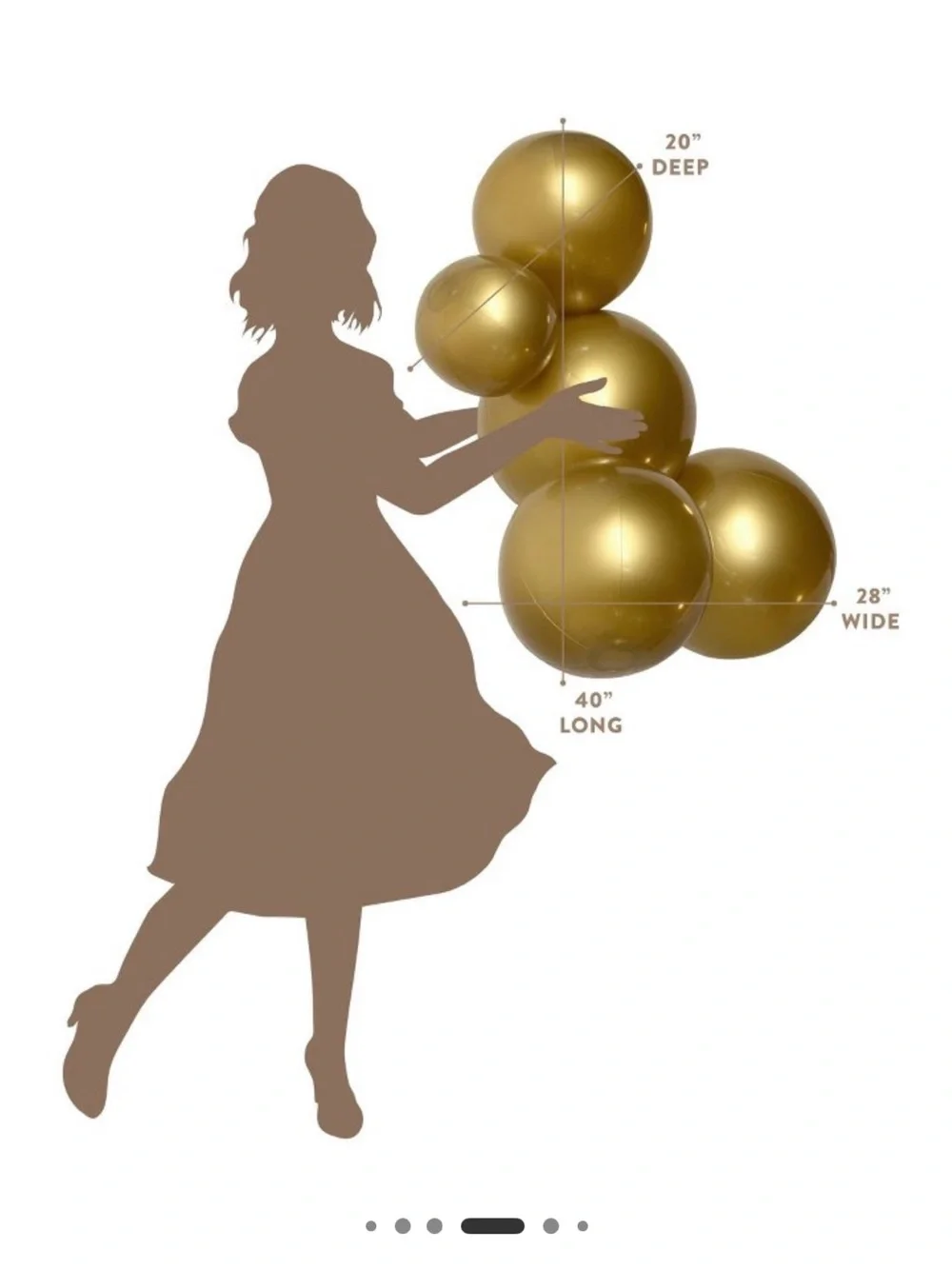 MINNIDIP Balloon Garland 5 Cluster in Gold Metallic new